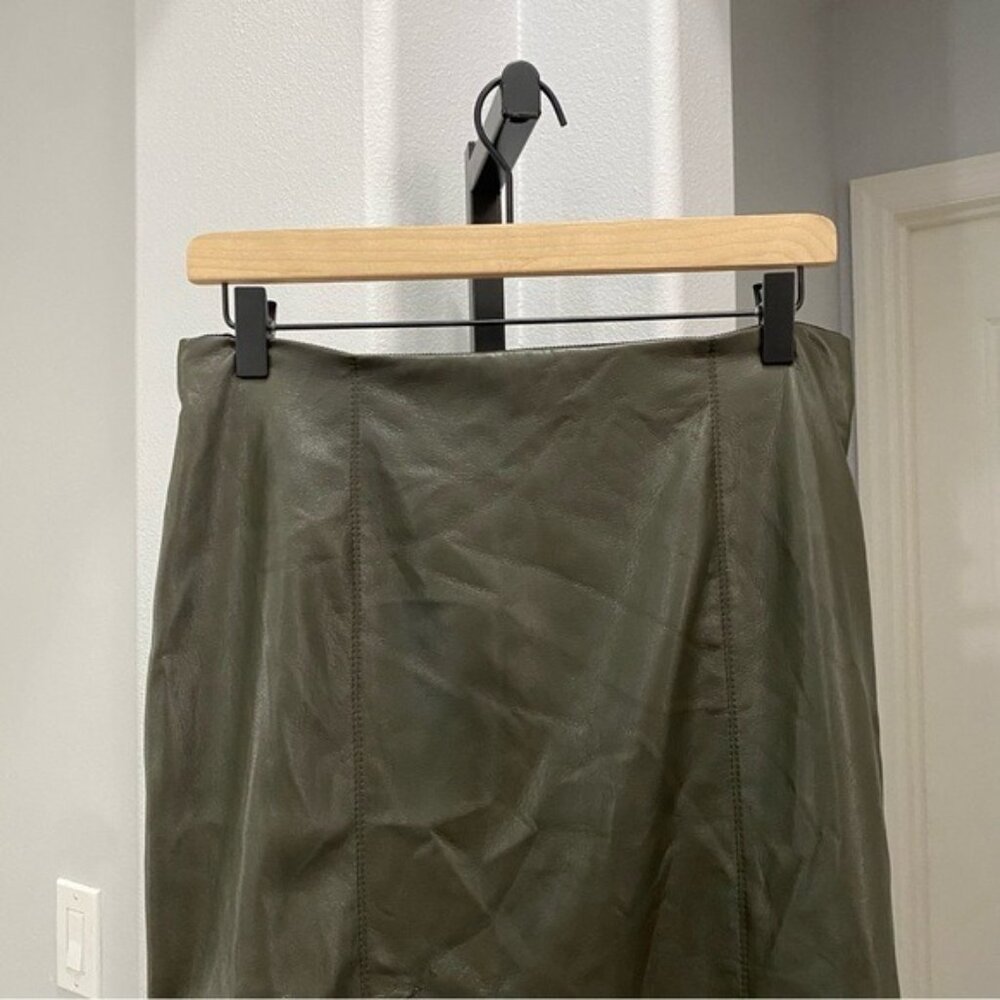 Nanushka Carlotta Faux Leather Hunter Green Maxi Skirt Fall Size Large Grunge - Picture 3 of 11